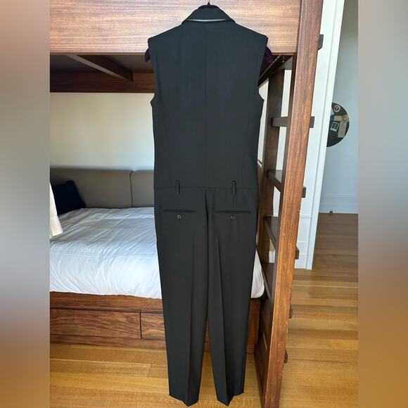 Saint Laurent Tuxedo Jumpsuit size FR 34 Black Wool Leather trim Pants - Picture 7 of 11